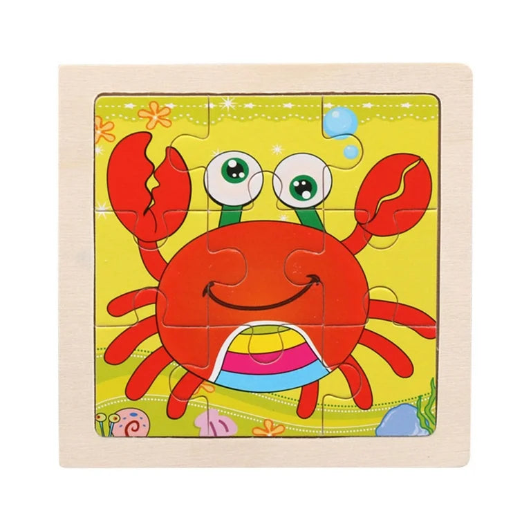 Cartoon Crab Wooden Puzzle for Kids
