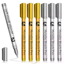 1Pc Brush Metallic Paint Marker Pens Gold Silver Color