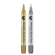 1Pc Brush Metallic Paint Marker Pens Gold Silver Color