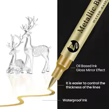 1Pc Brush Metallic Paint Marker Pens Gold Silver Color